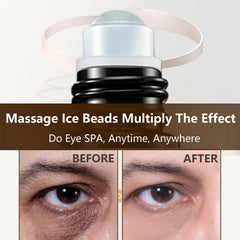Zevorify Cooling roller in action soothing delicate under-eye skin to reduce puffiness.
