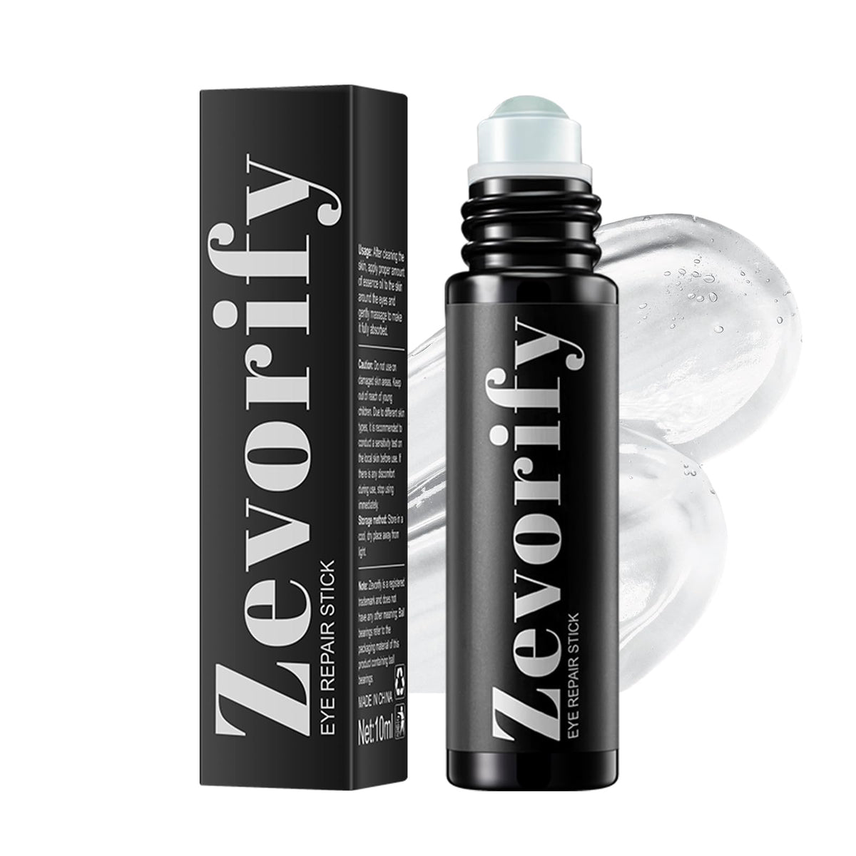 Zevorify Eye Repair Stick close-up with cooling roller for depuffing and hydration.