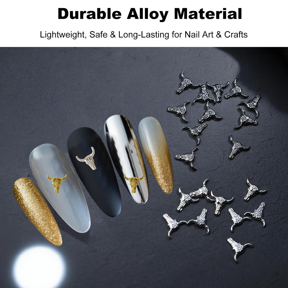 ZGGAZCA western bull shapes nail charms for western flair