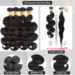 ZGWG 12A Body Wave Bundles 18-inch, soft and tangle-free for smooth styling.