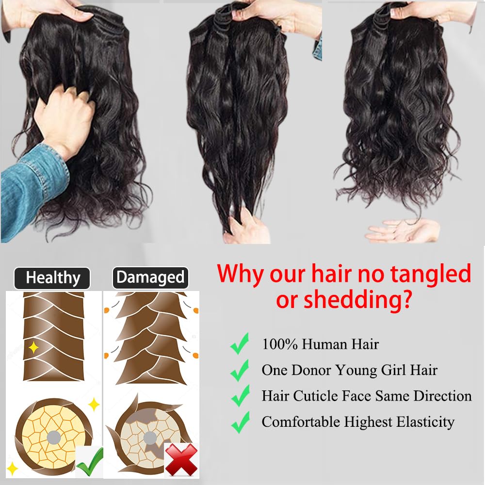 ZGWG 12A Body Wave Bundles 22-inch, natural shade blends easily with dark tones.