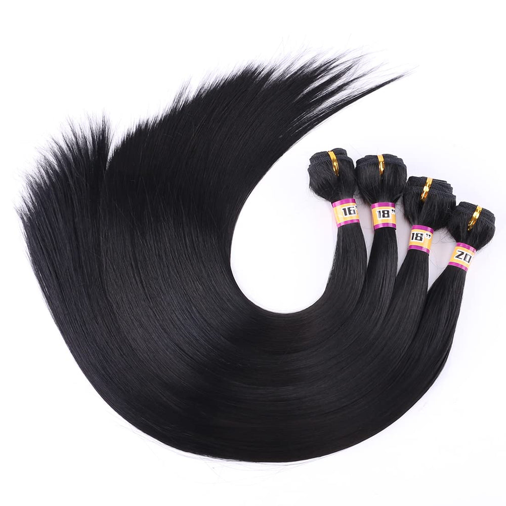 ZHENLISI synthetic silky straight hair bundle 16 inch in natural black for affordable styling