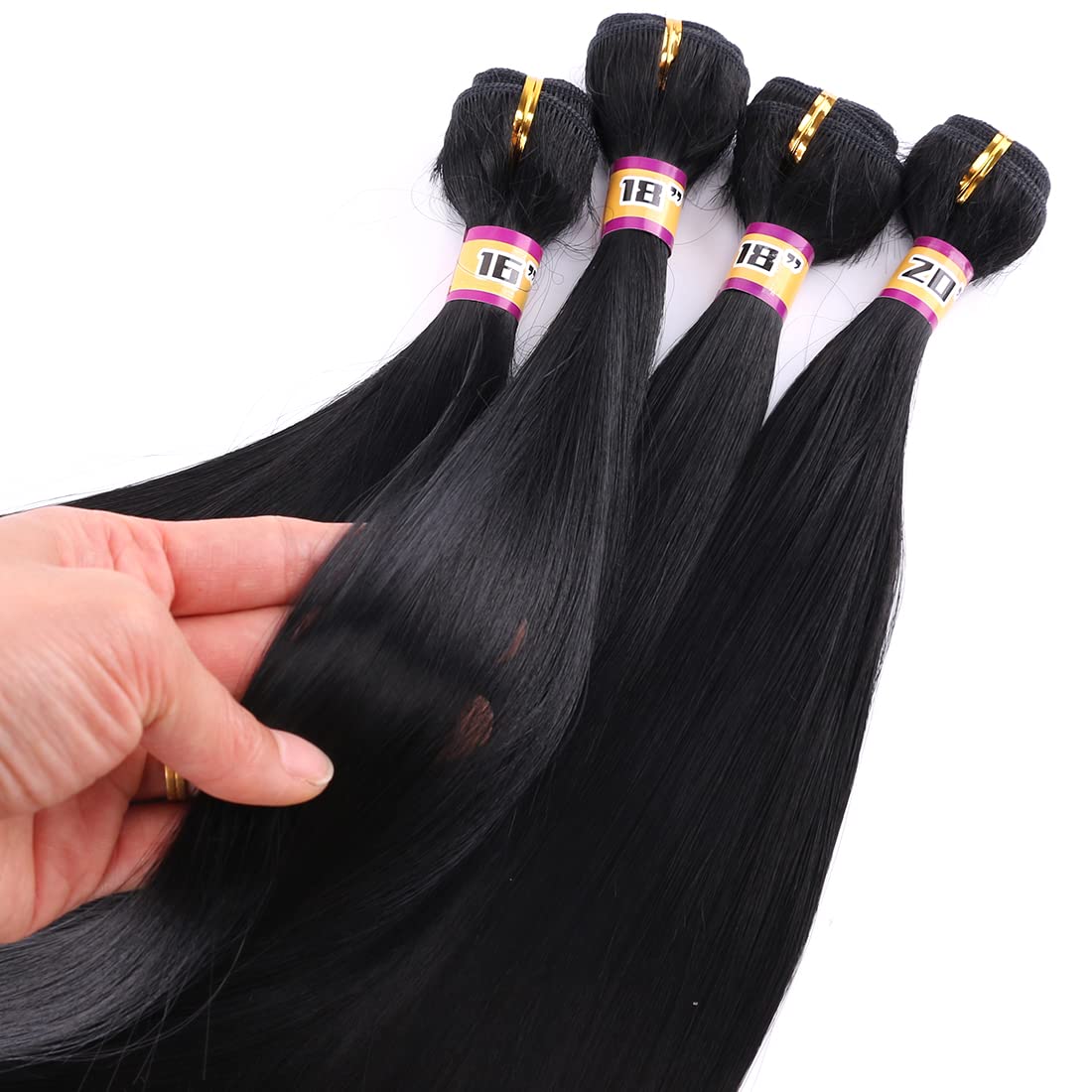 ZHENLISI synthetic silky straight hair bundle 18 inch open weft for easy sew-in