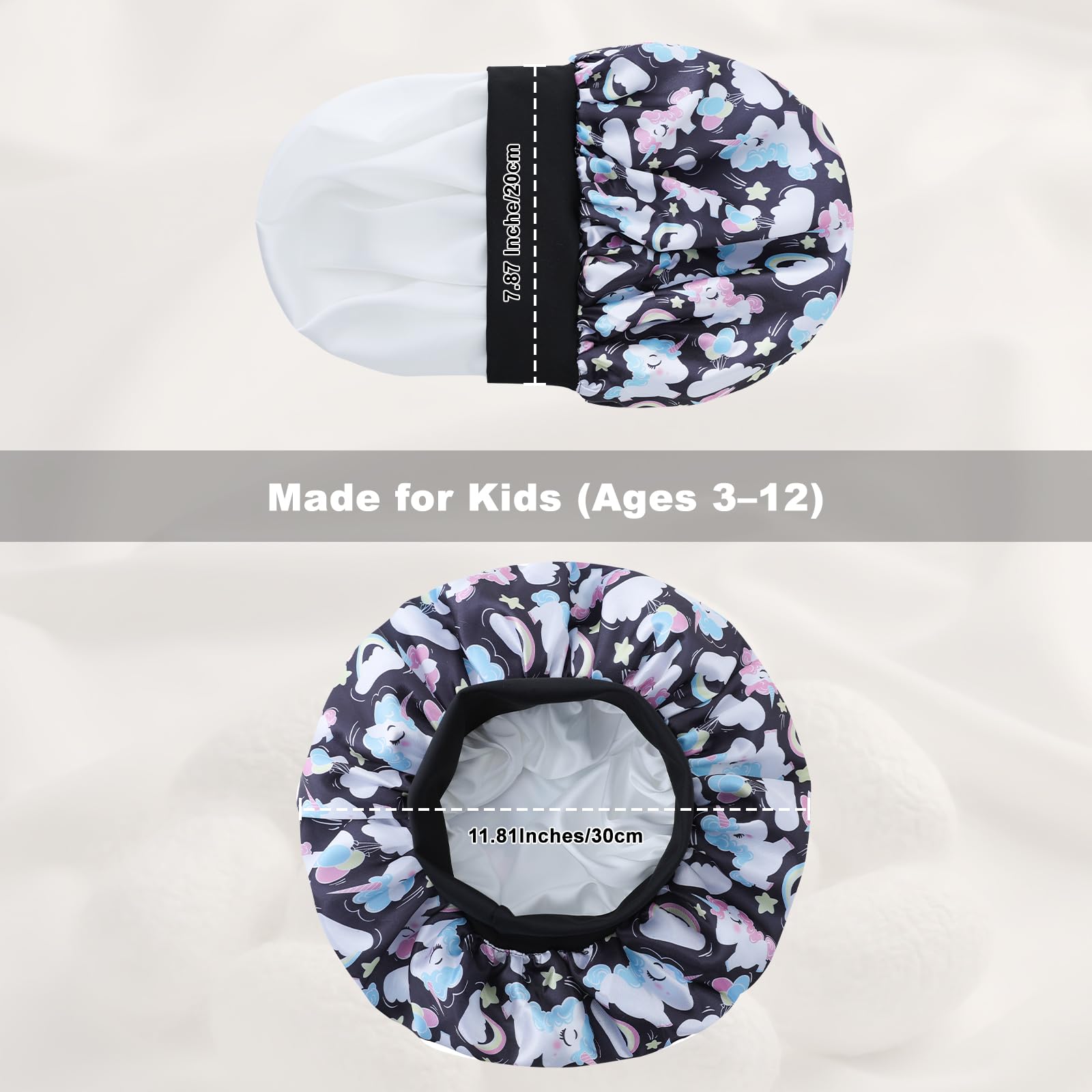 ZHENSILK Kids satin bonnet adjustable band for a secure fit.