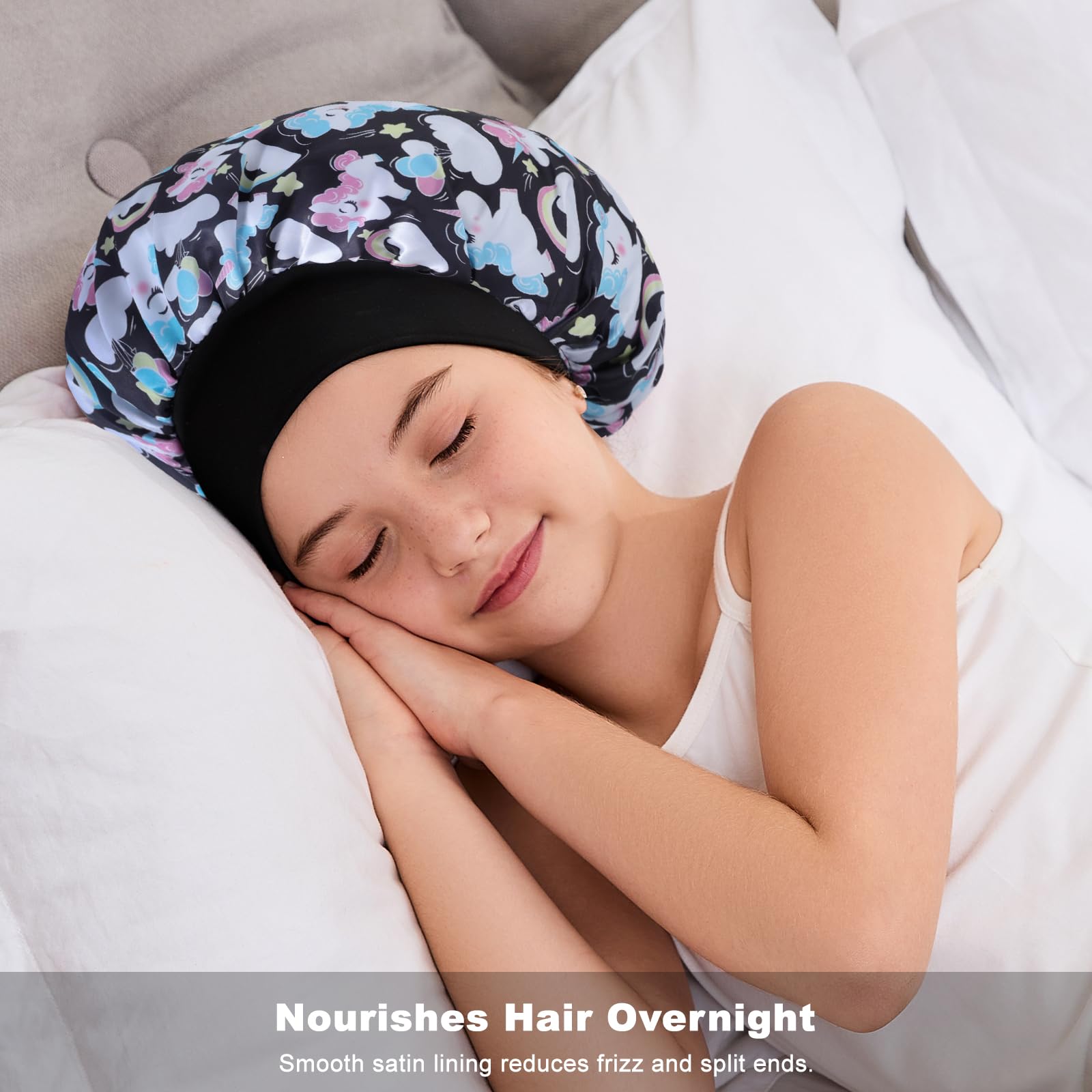ZHENSILK Kids satin bonnet two-pack for daily use.