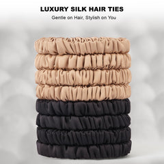 ZHENSILK no-damage silk hair ties protect hair from breakage while securing styles.