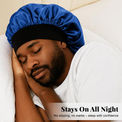 ZHENSILK bonnet for men with locs demonstrates secure night wear