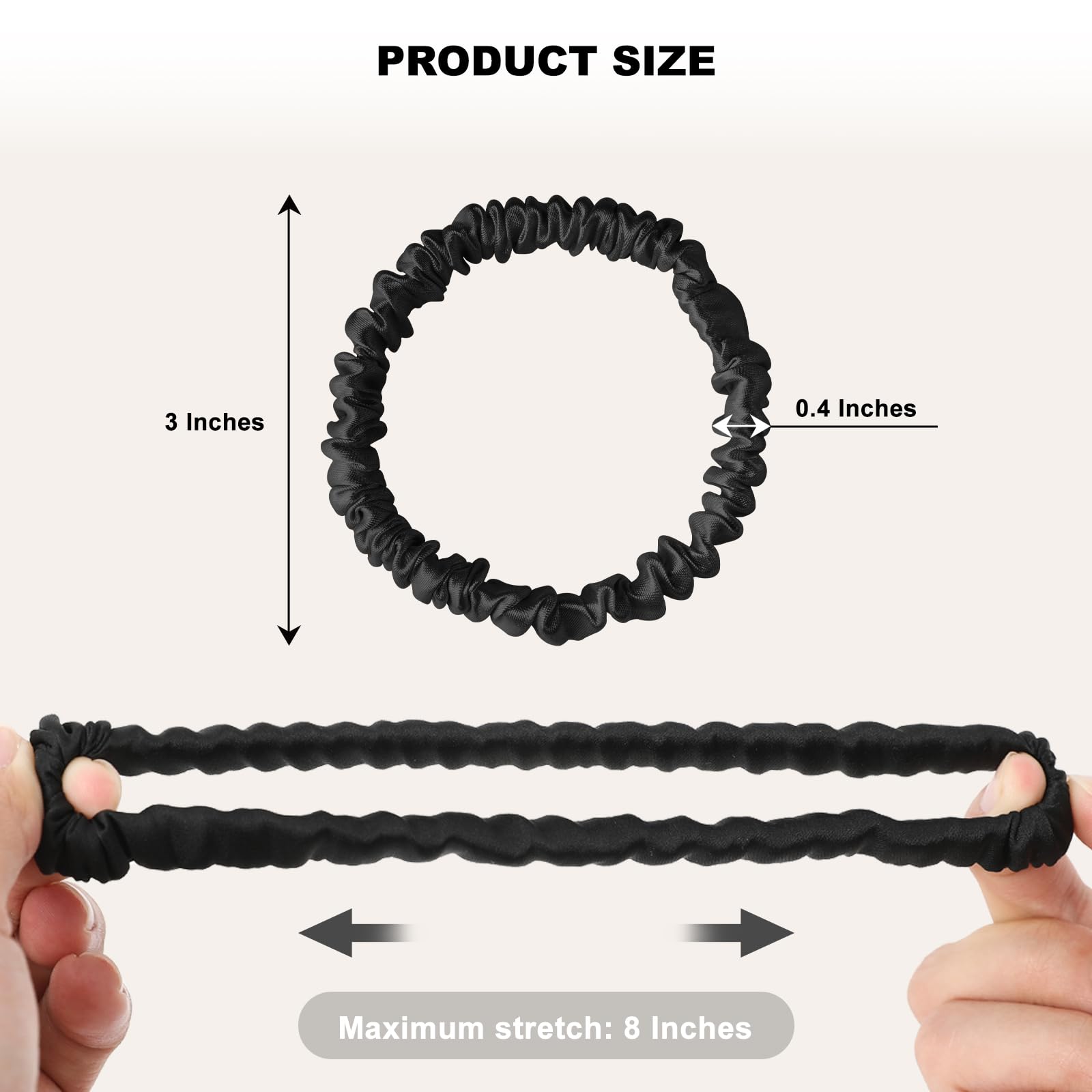 ZHENSILK thin satin scrunchie ideal for ponytails, buns, and braids.