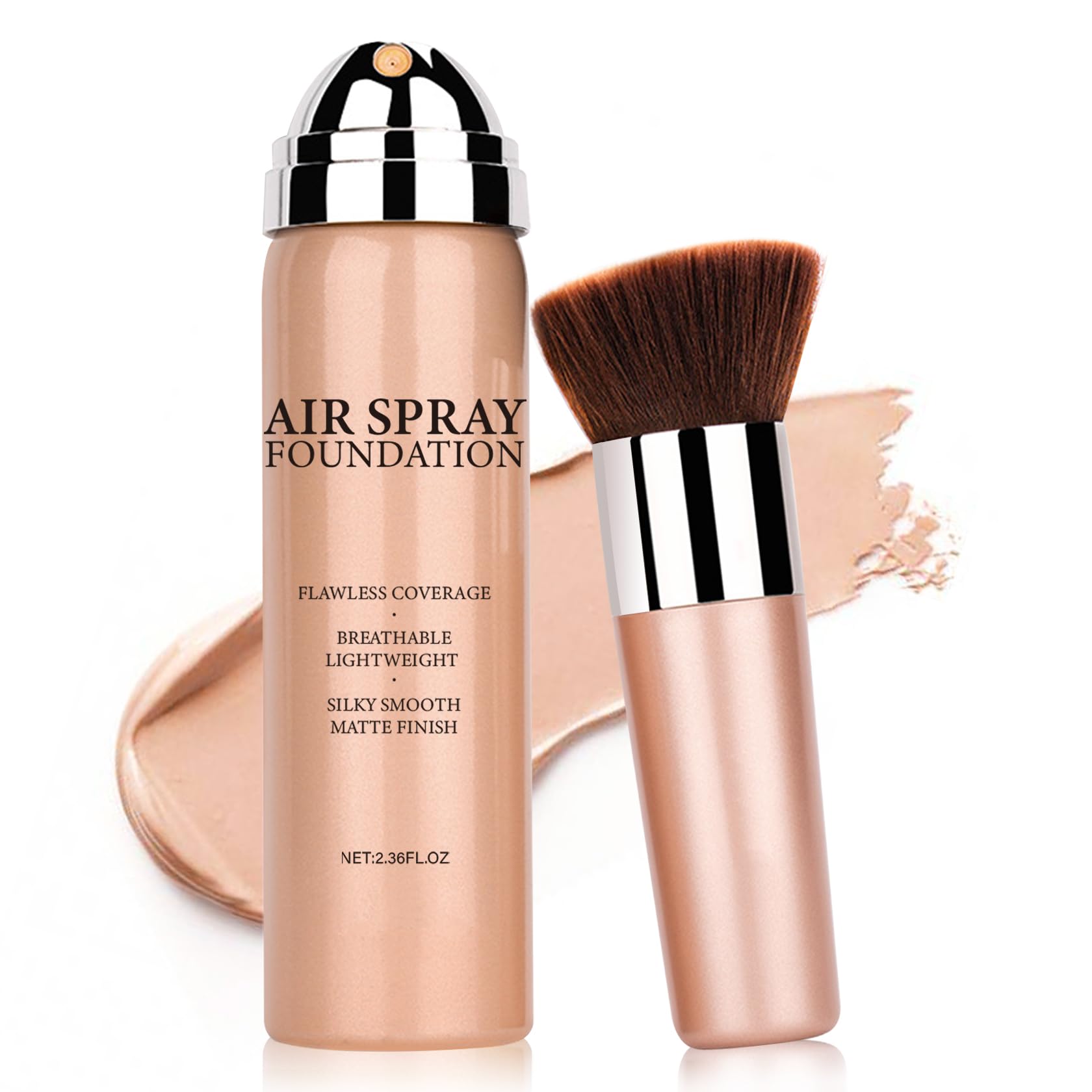 ZHISHUDL AirBrush bottle close-up shows lightweight foundation for a natural finish.