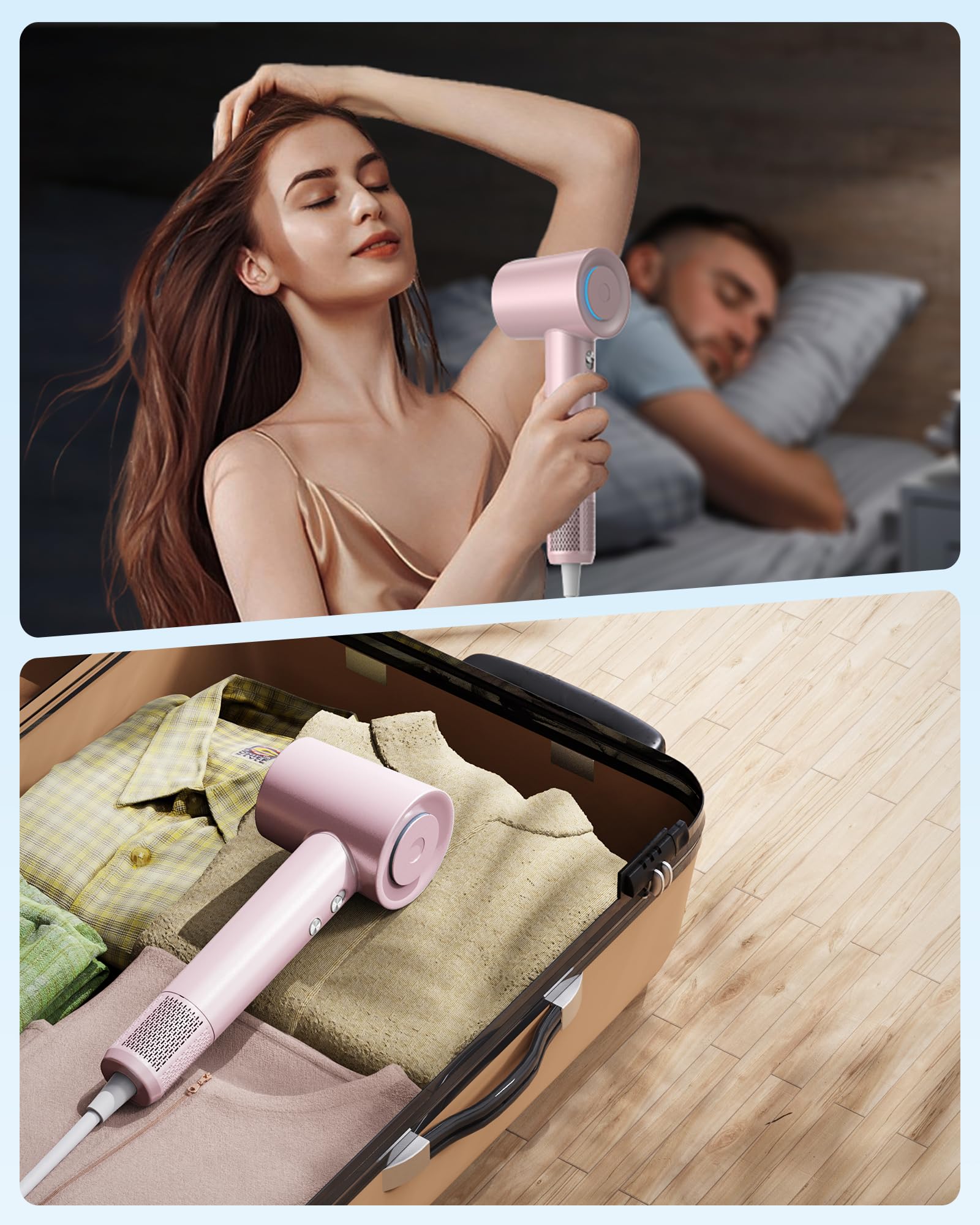 Zhiyangfei hair dryer 360-degree magnetic nozzle for precise styling.