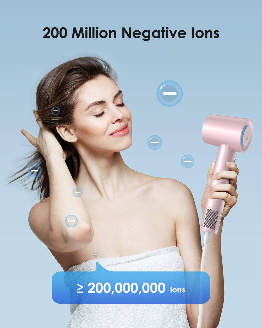Zhiyangfei hair dryer with pink housing is lightweight and travel-friendly.