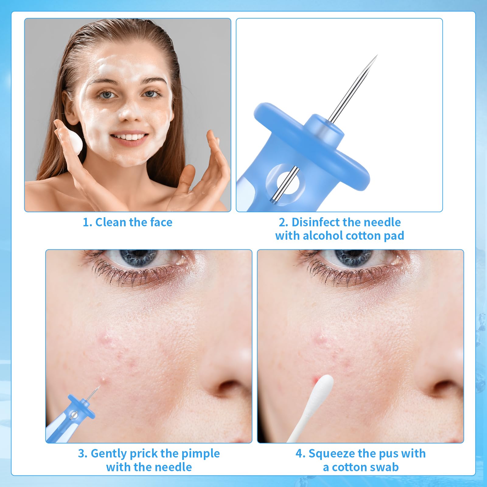 ZhouBoat closeup of sterile needle tip highlights precision for blemish removal