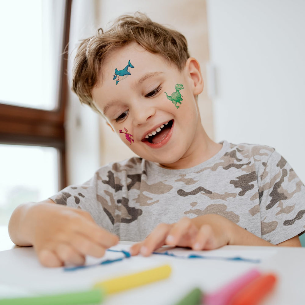 Waterproof adhesive keeps designs on through swim and bath.