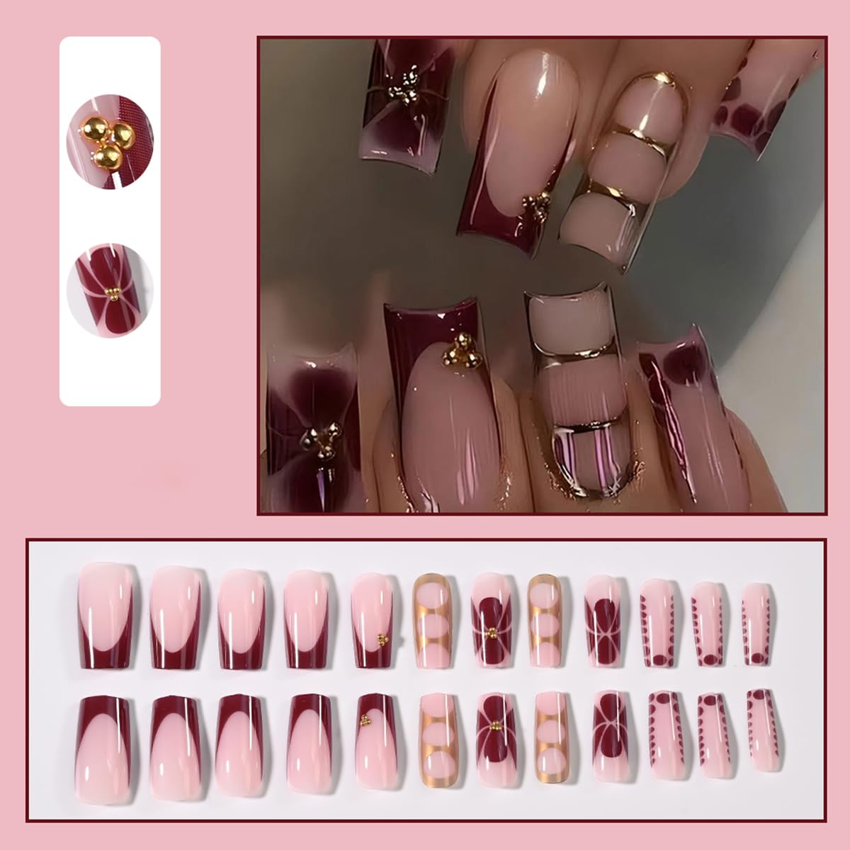 ZIFANHU fall-winter square press-on nails close-up showcasing precision fit.