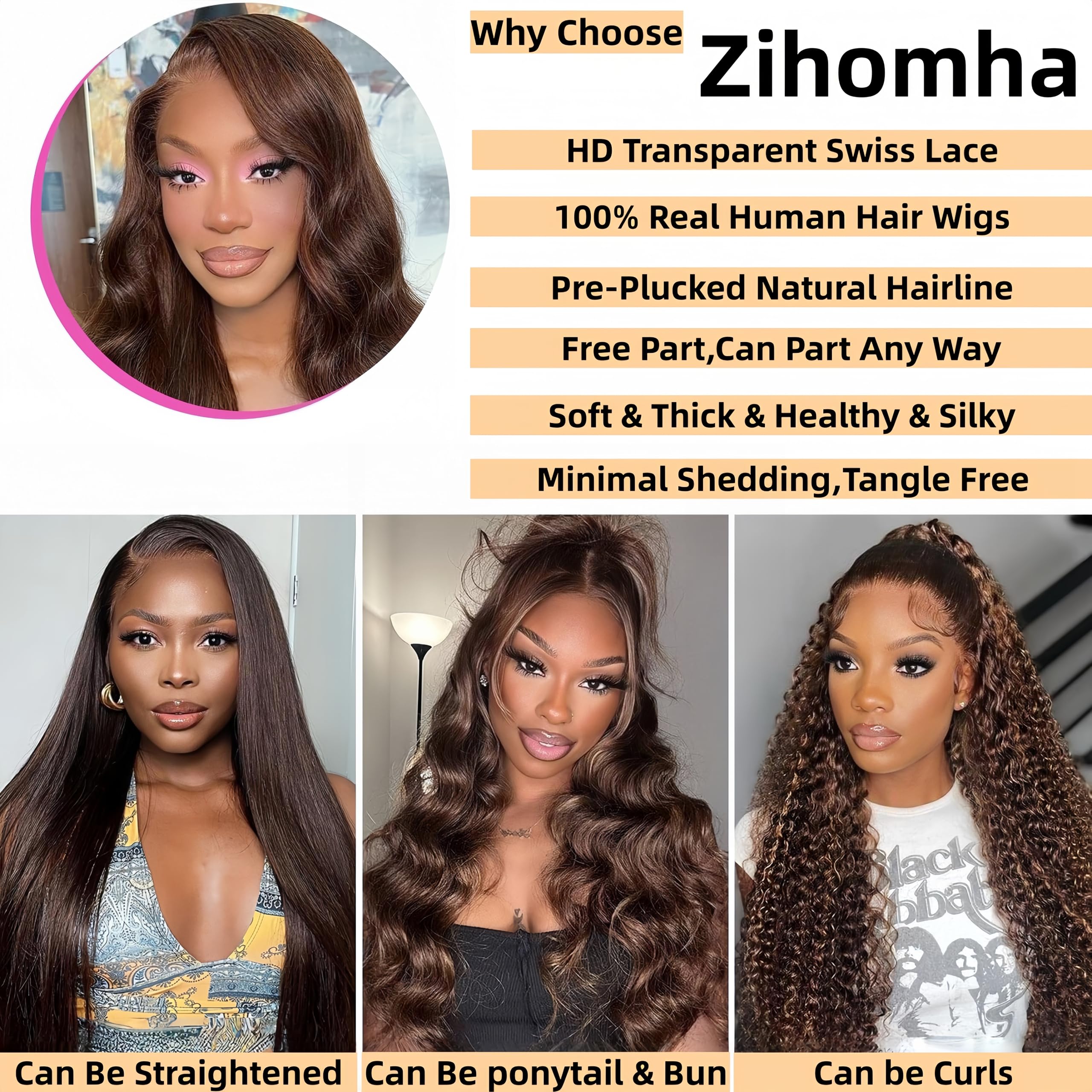 Zihomha breathable lace front compatible with all skin tones and colors.
