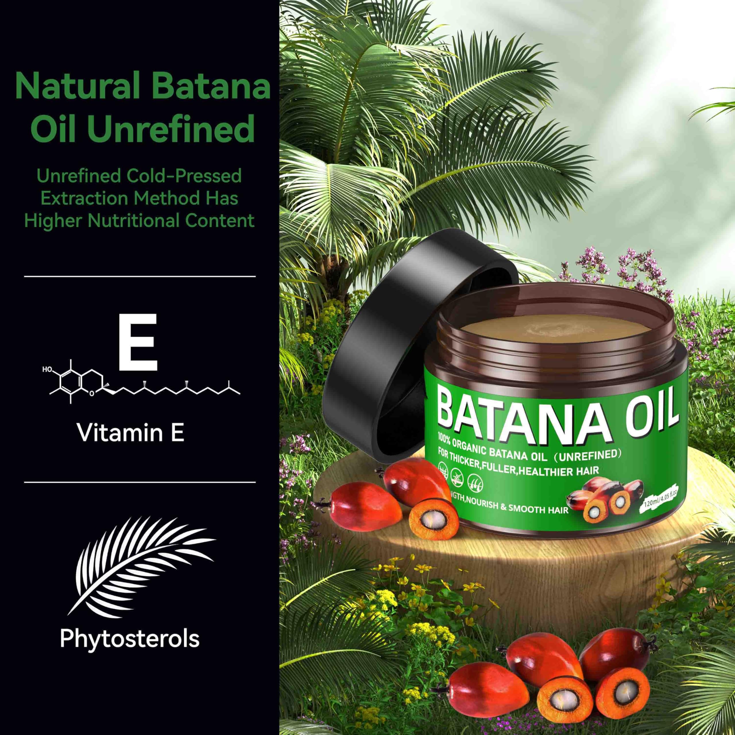 ZIIDII batana oil texture closeup highlights vitamin E and scalp care benefits.