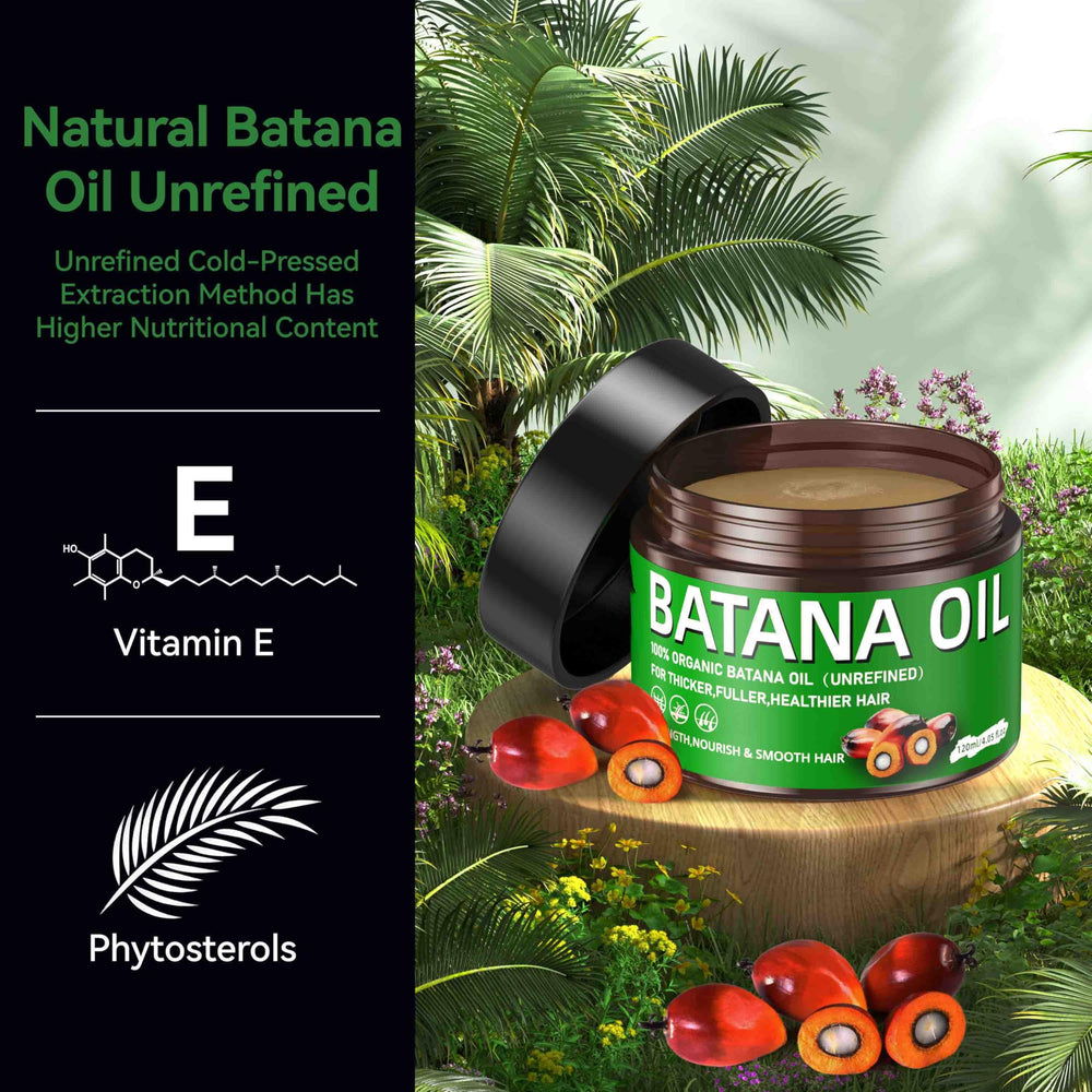 ZIIDII batana oil texture closeup highlights vitamin E and scalp care benefits.