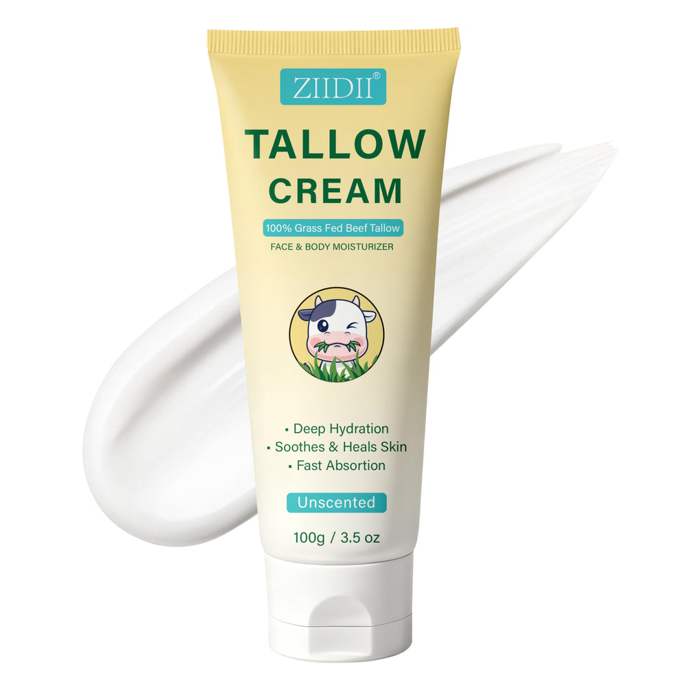 ZIIDII Beef Tallow Cream jar showing rich texture for deep hydration
