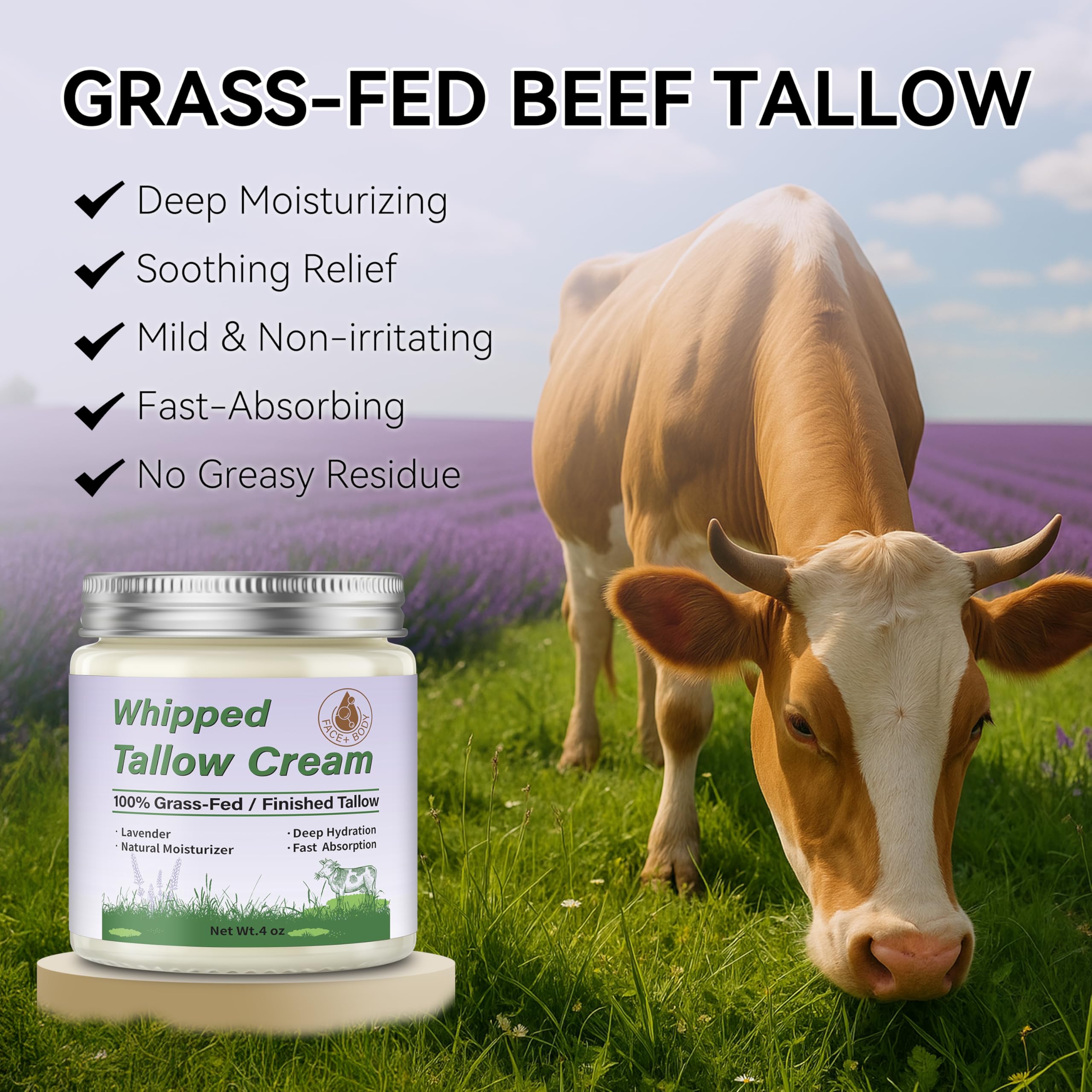 ZIIDII Beef Tallow texture close-up displaying silky, fast-absorbing moisture