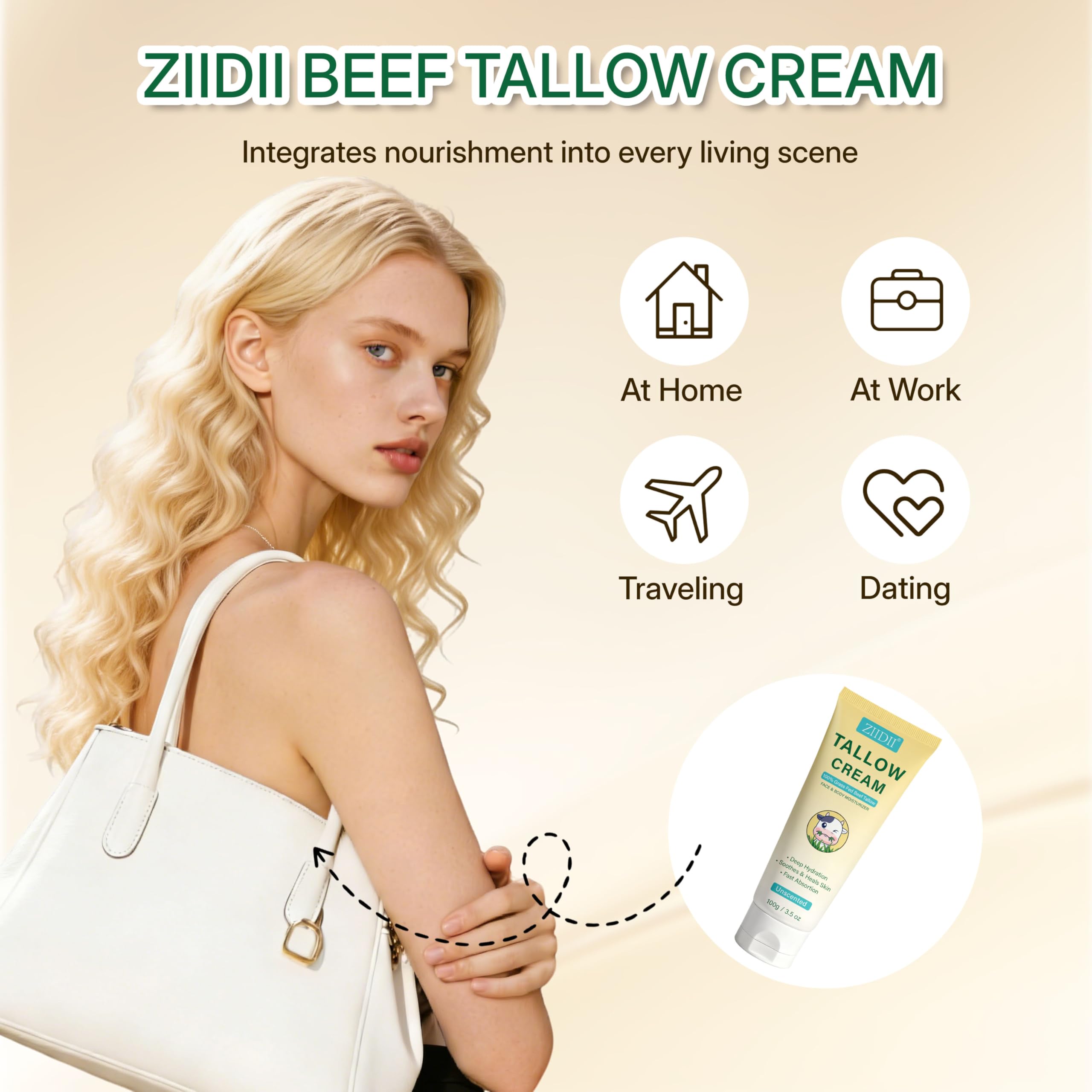 ZIIDII skin nourishment close-up showing rich formula aiding elasticity