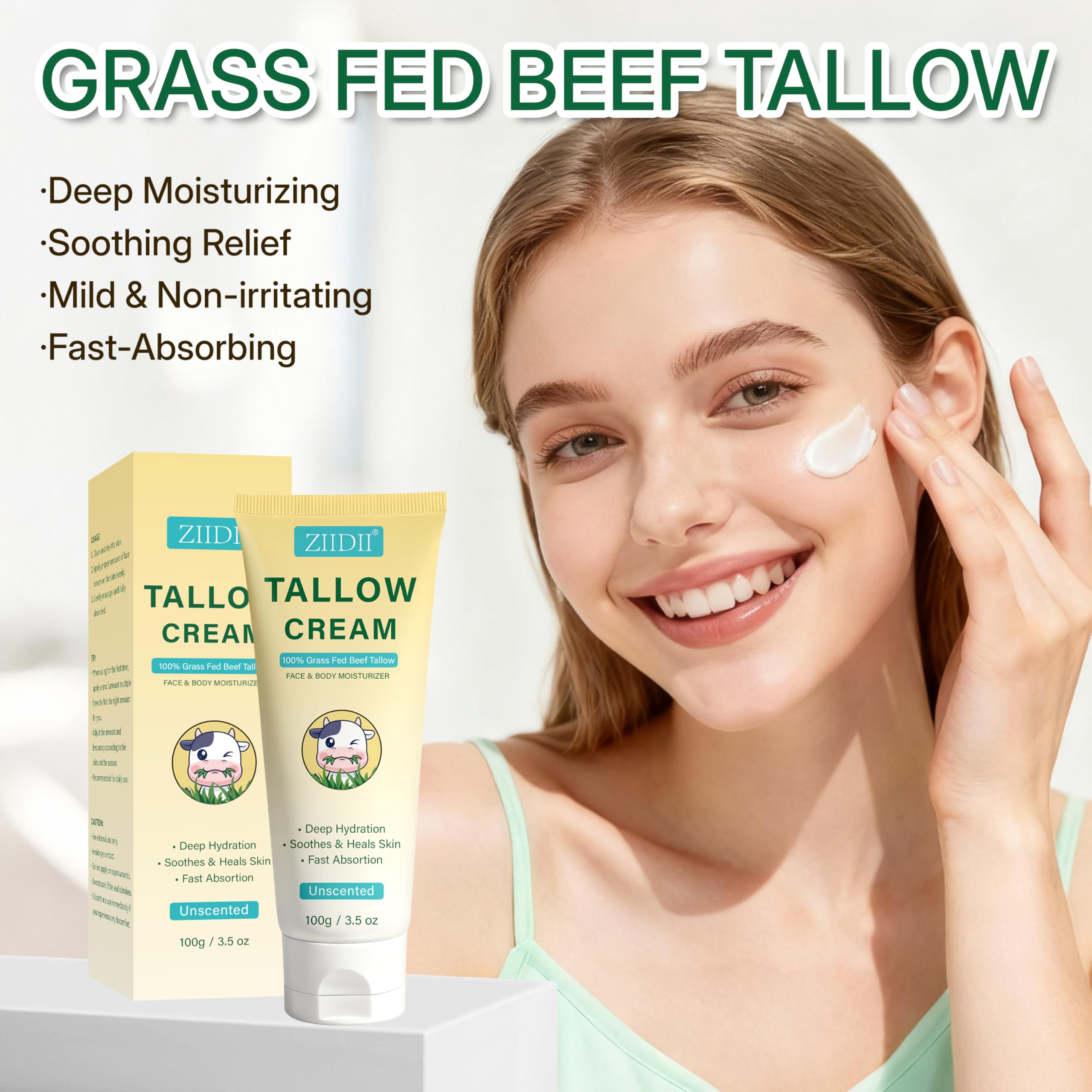 ZIIDII whipped beef tallow texture indicating light, fast-absorbing moisture