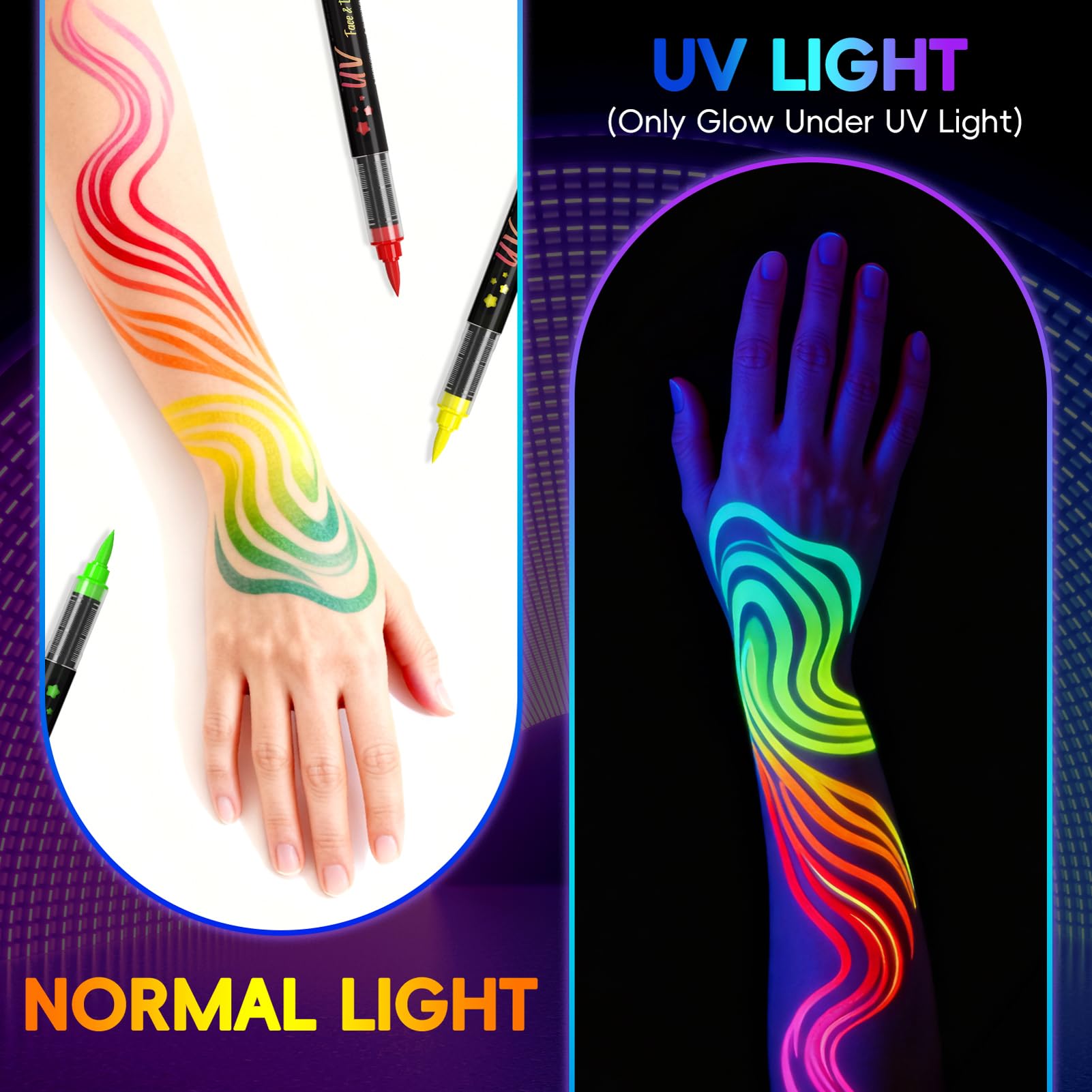 zijimyyl neon red face paint marker high visibility under UV light.
