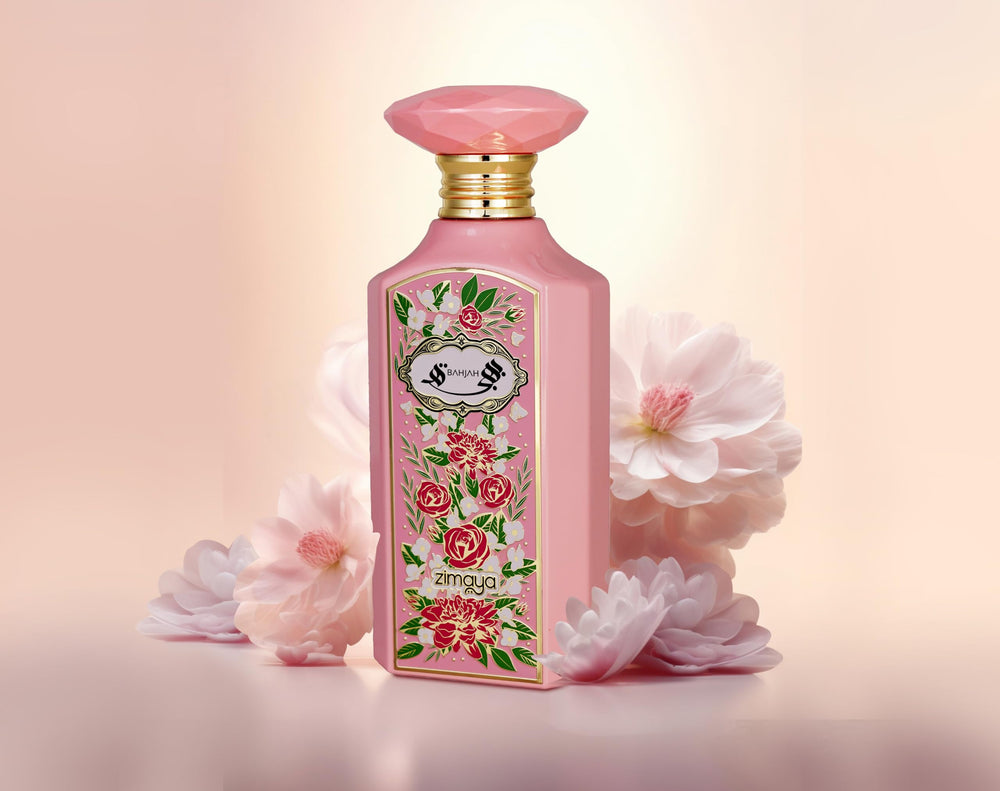 Bahjah Pour Femme being spritzed to reveal a vibrant scent moment