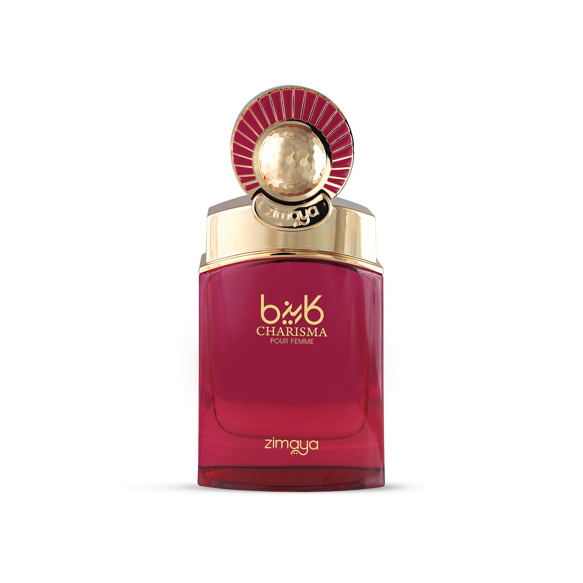 zimaya Charisma Pour Femme bottle closeup showing elegant design for evening wear