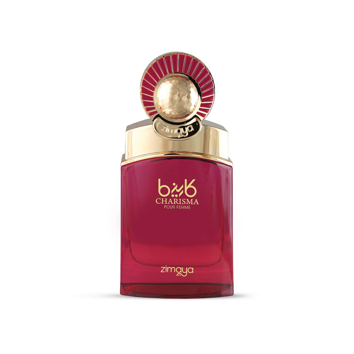 zimaya Charisma Pour Femme bottle closeup showing elegant design for evening wear
