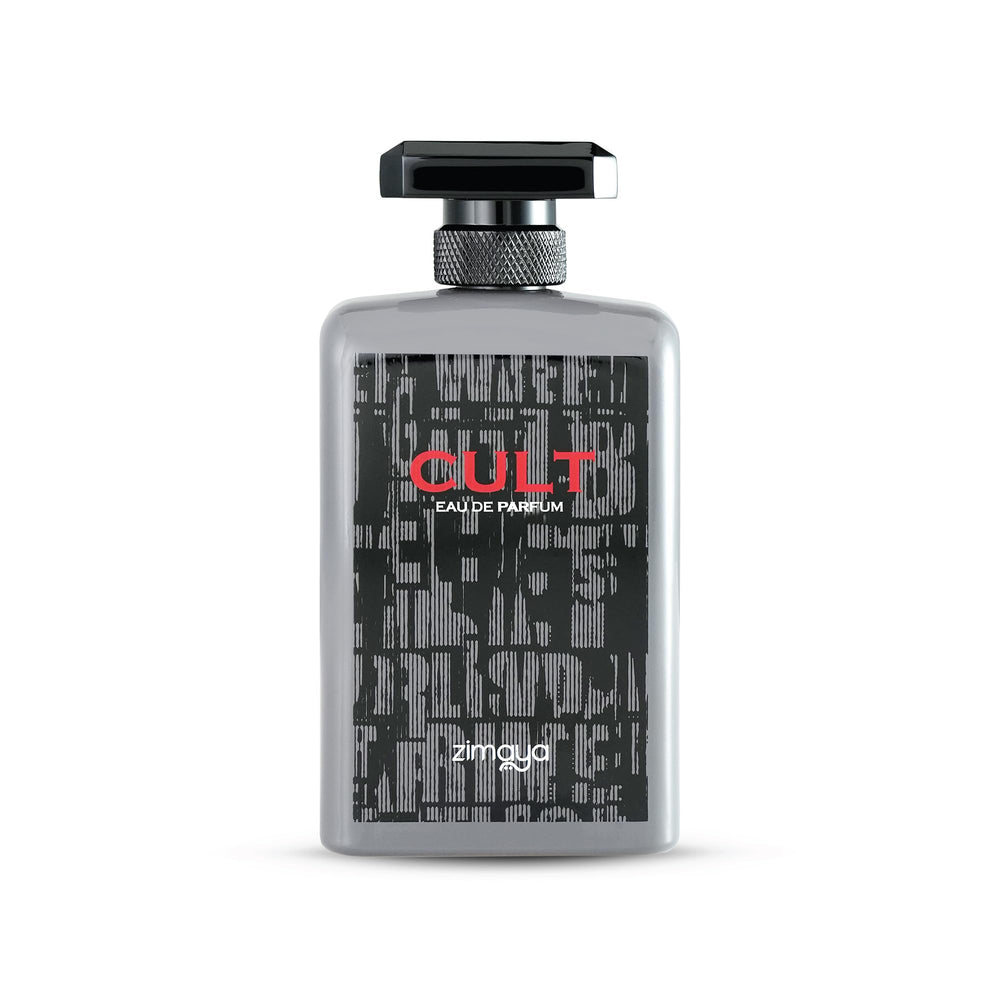 Zimaya Cult unisex eau de parfum bottle front view for everyday elegance and long-lasting wear.