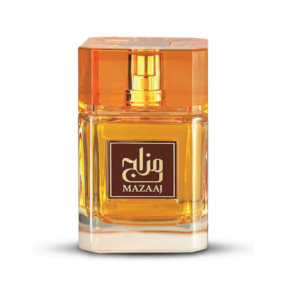 Zimaya Mazaaj unisex EDP bottle, hints of warmth and spice for evening wear.