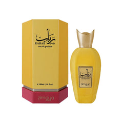 Zimaya Rabab Pulp bottle closeup reveals tropical notes like mango and orange blossom