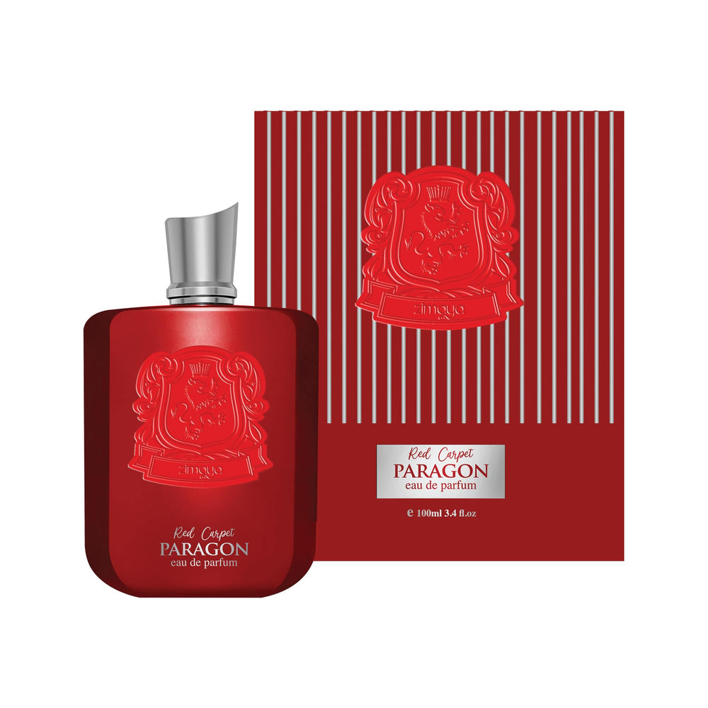 Zimaya Red Carpet Paragon bottle back view shows elegant packaging and lasting scent.