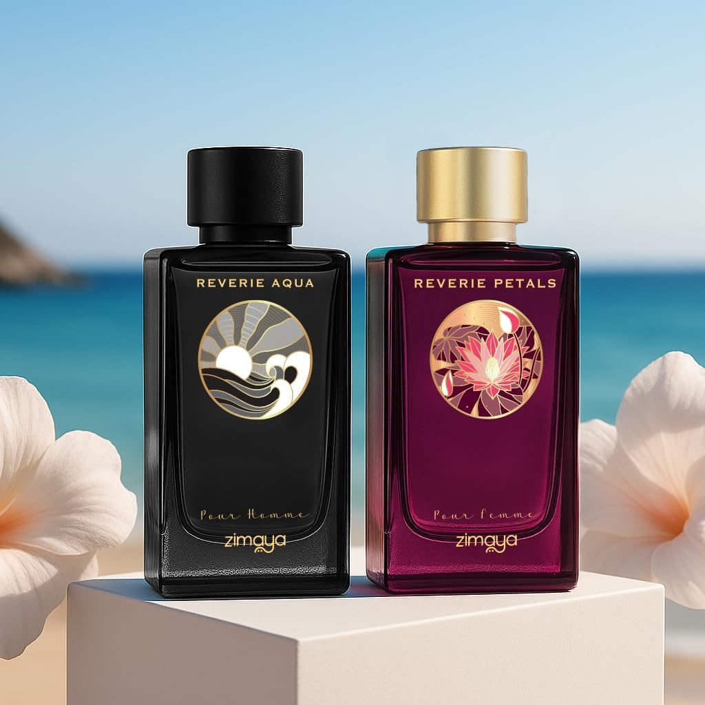 Zimaya Reverie Aqua Pour Homme bottle side view emphasizing refined elegance