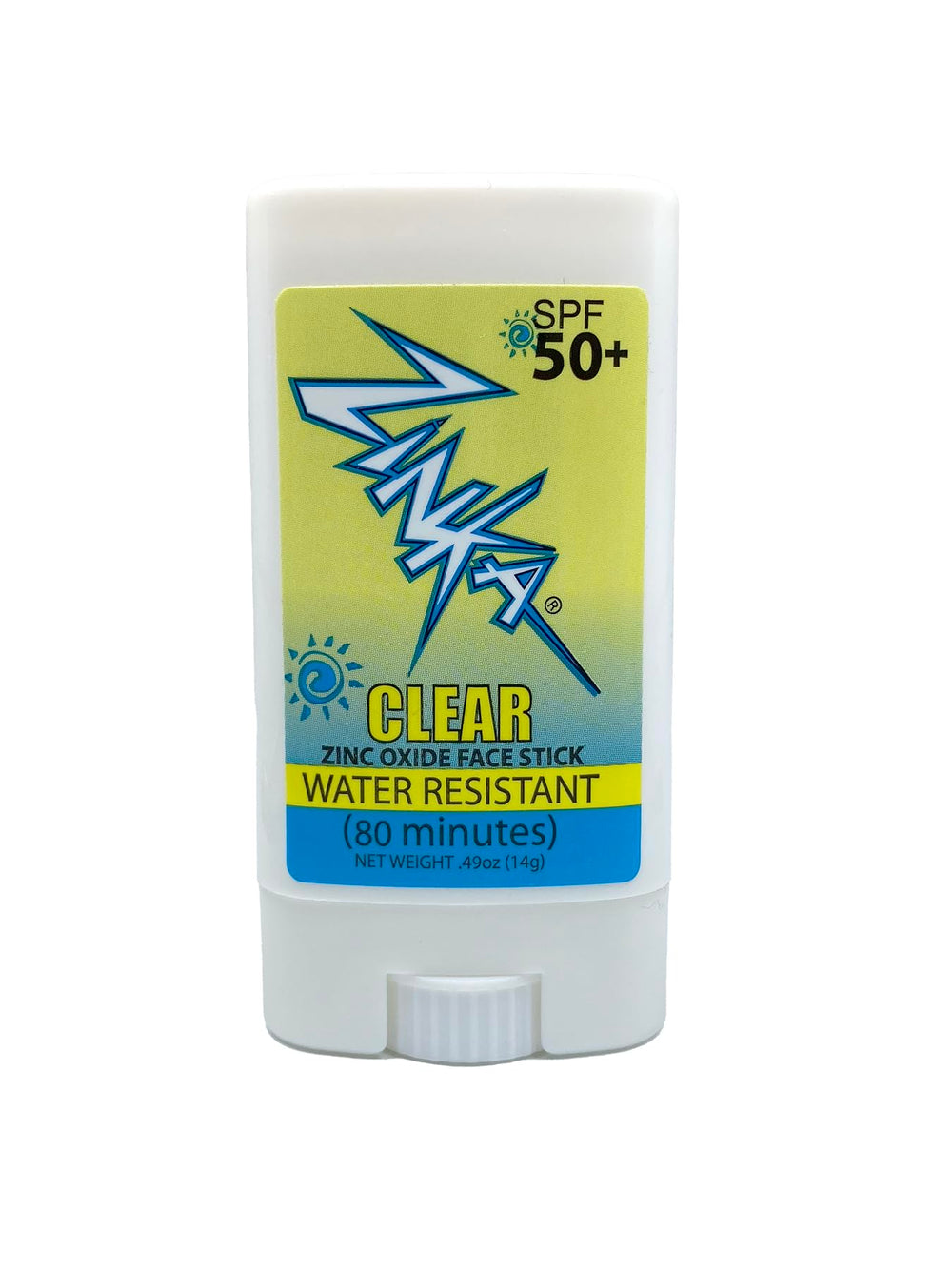 Zinka Clear Zinc Oxide Sunscreen Stick SPF 50 on skin for mess-free application.