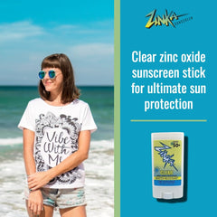 Zinka sunscreen stick in travel size 0.49 oz for on-the-go protection.