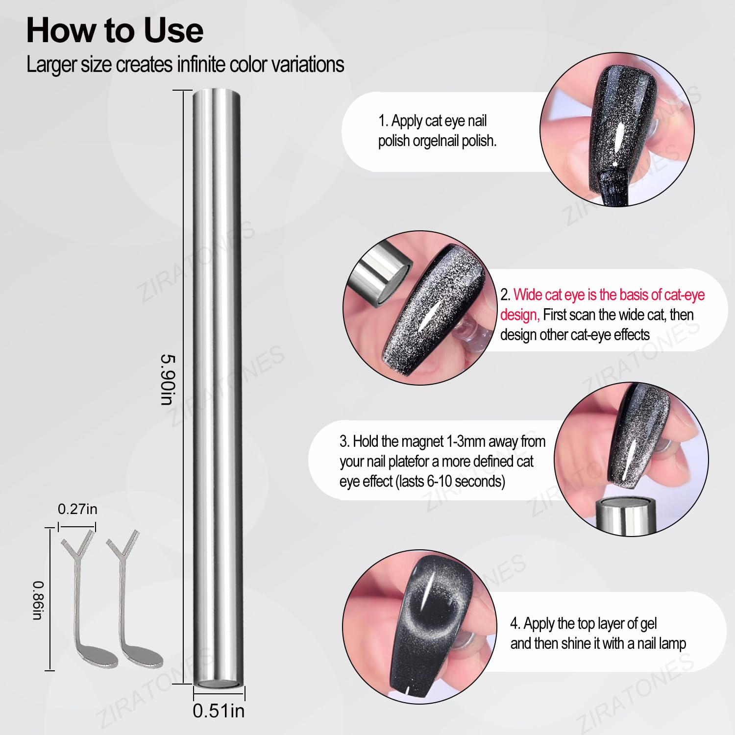 ZIRATONES magnet kit includes two iron sheets for versatile placement.