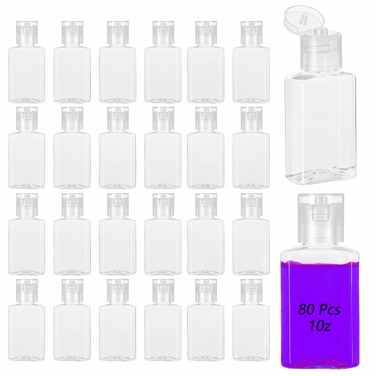 Zisiueel 80-piece travel bottles with flip caps for organized packing.