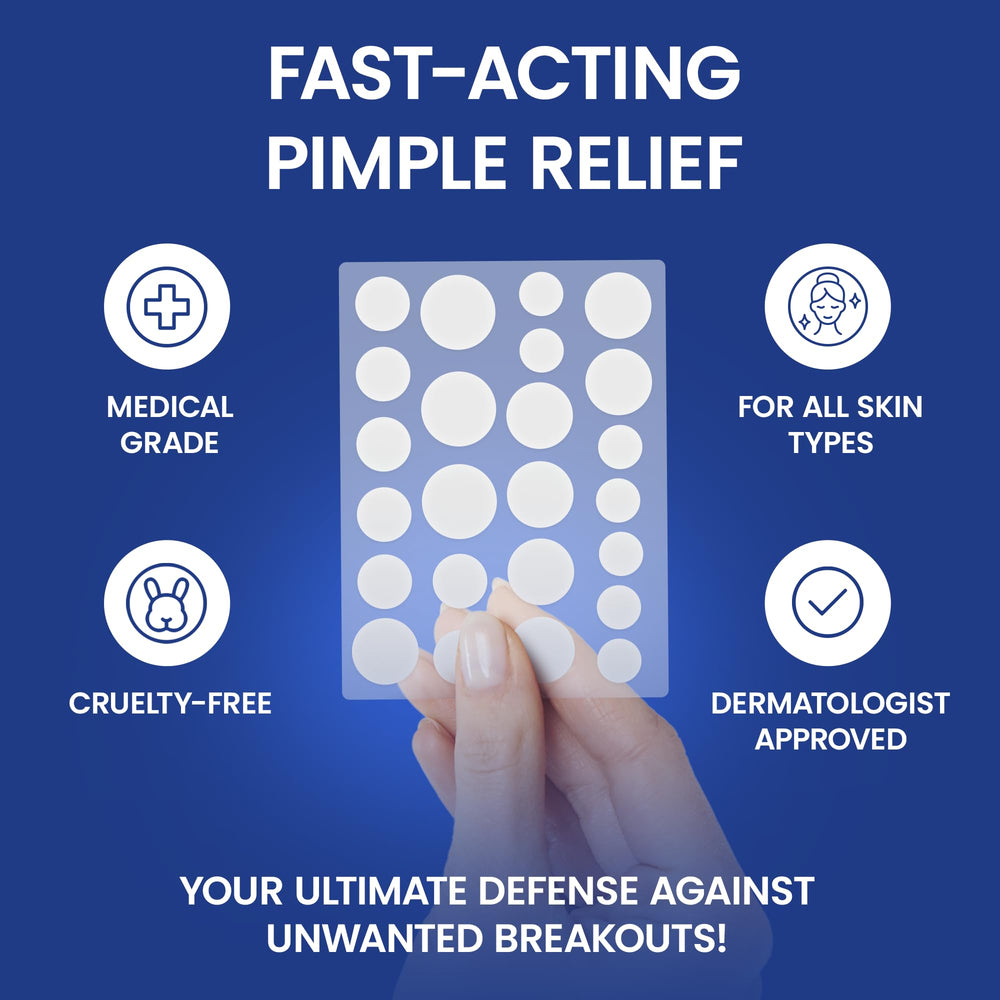Assorted sizes cover face, chin, nose, and body blemishes.