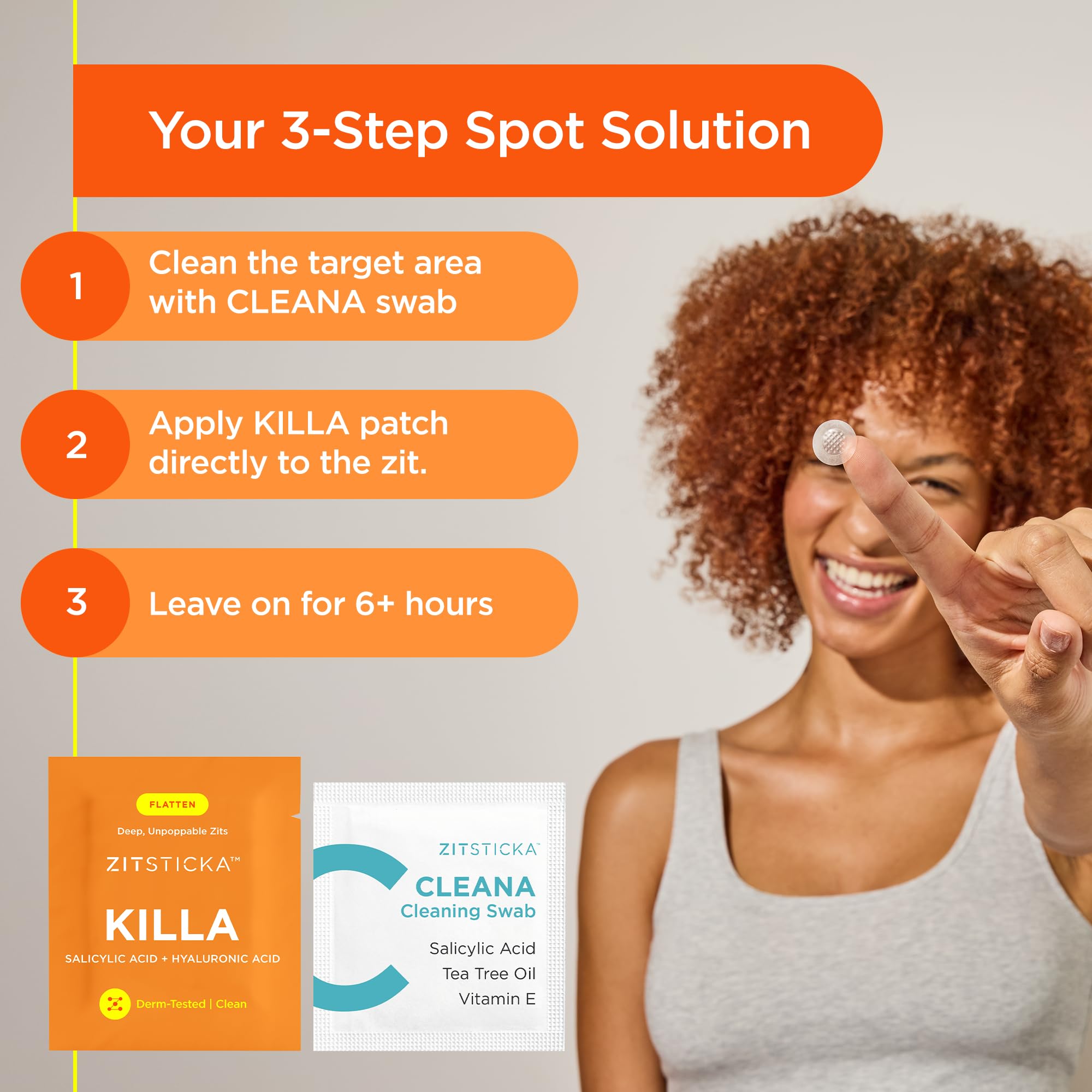 ZitSticka Cleana swab priming skin before patch application.