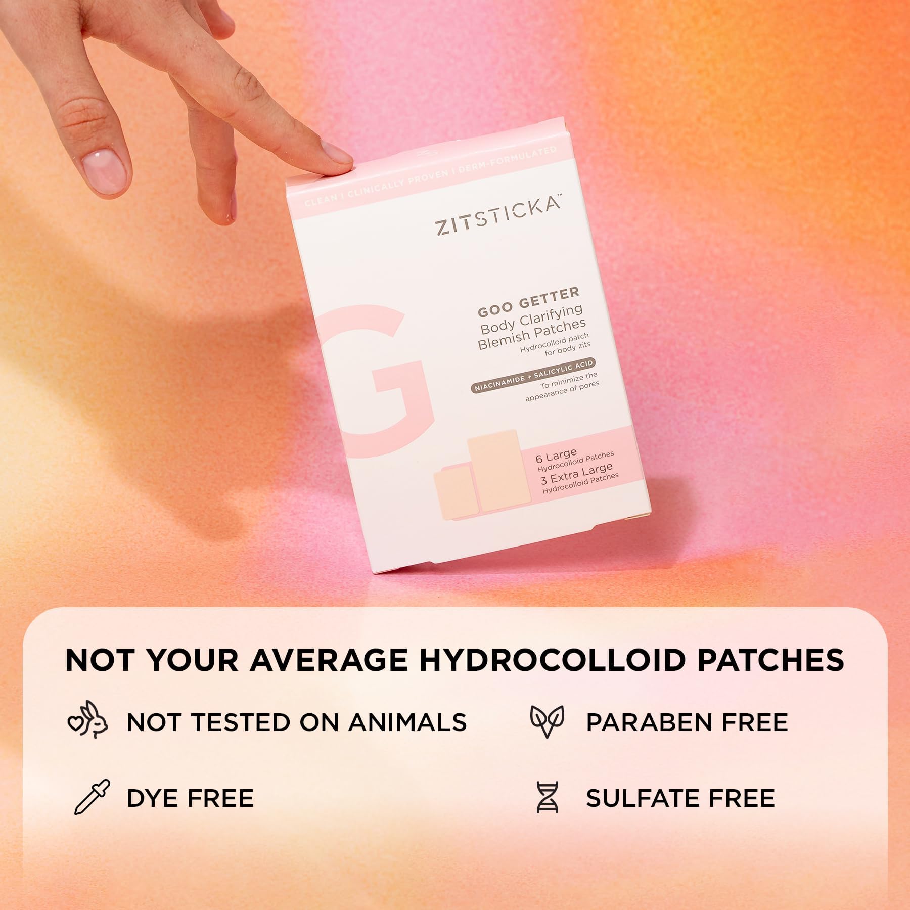 Barrier-like Goo Getter keeps fingers away from the zit for clean healing.