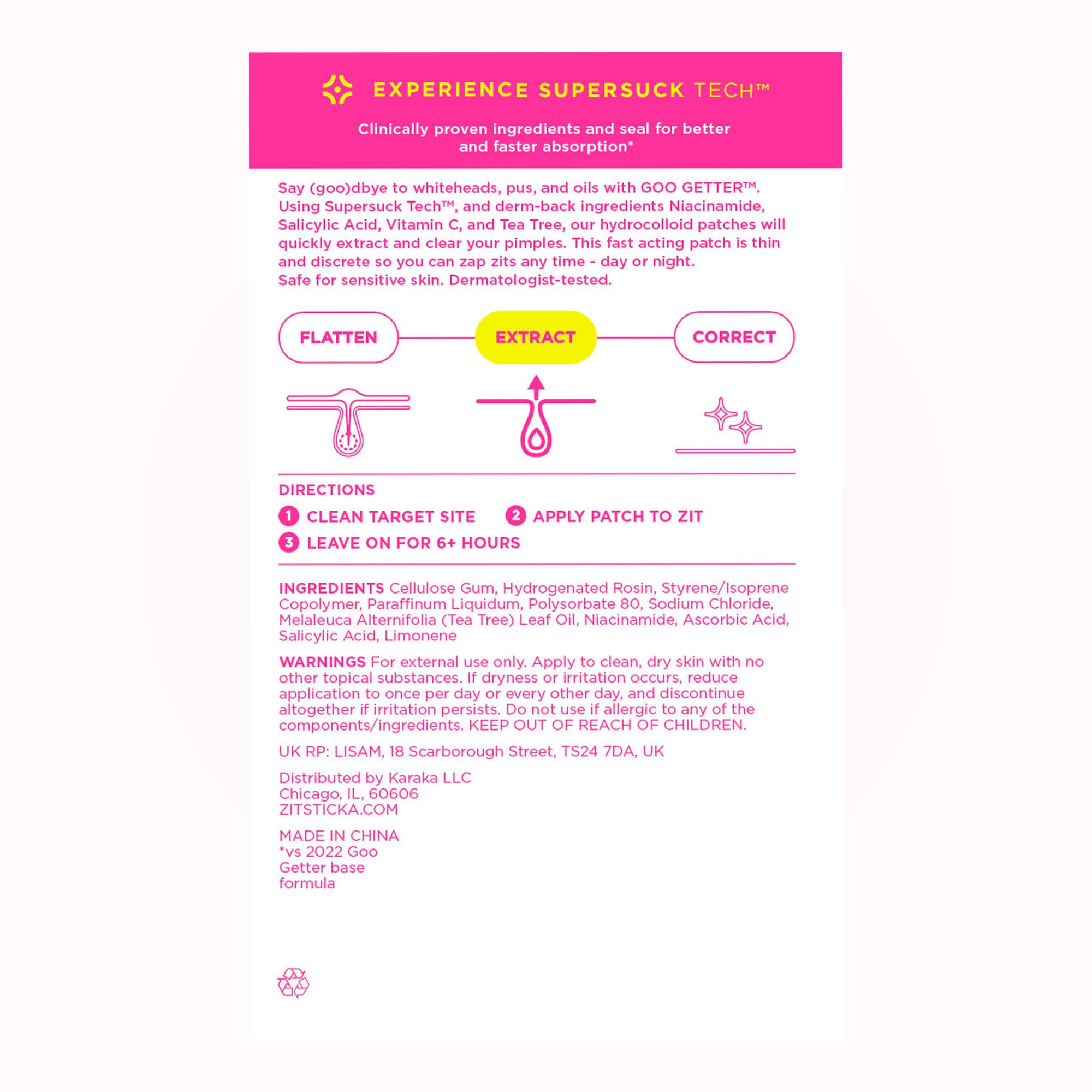 ZitSticka Goo Getter patch for body blemishes, discreet and effective.