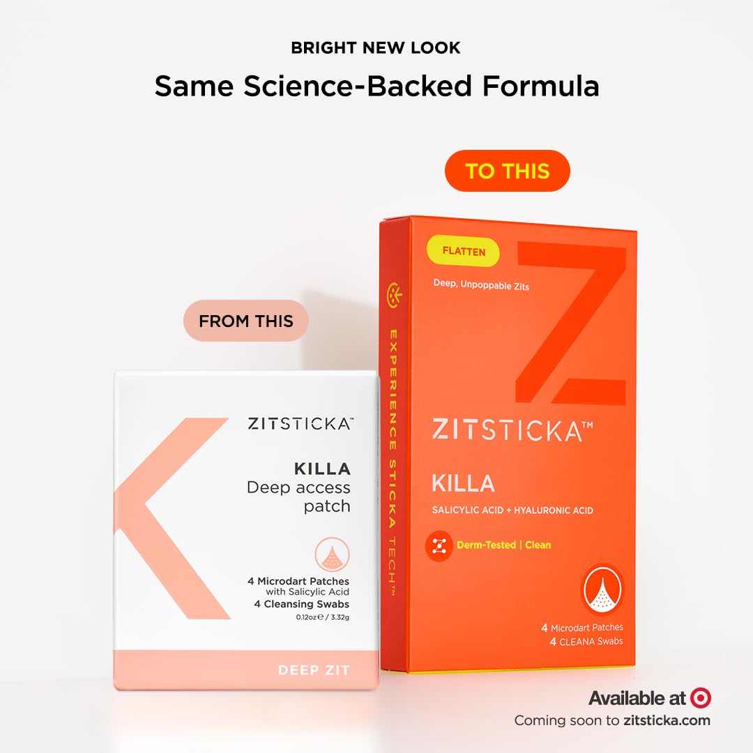 Close-up of ZitSticka KILLA kit with patches and CLEANA swabs for ready use