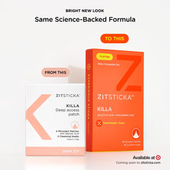 Close-up of ZitSticka KILLA kit with patches and CLEANA swabs for ready use