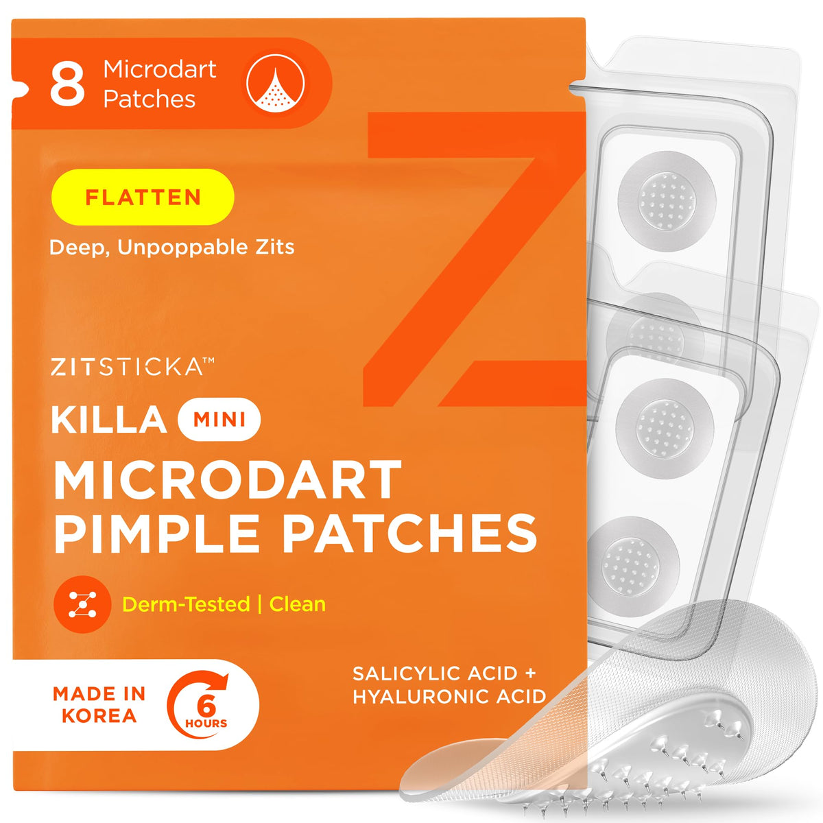 ZitSticka Killa Mini patch on zit for targeted early-stage blemish care.