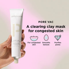 ZitSticka PORE VAC clay texture close-up highlights cleansing potential.