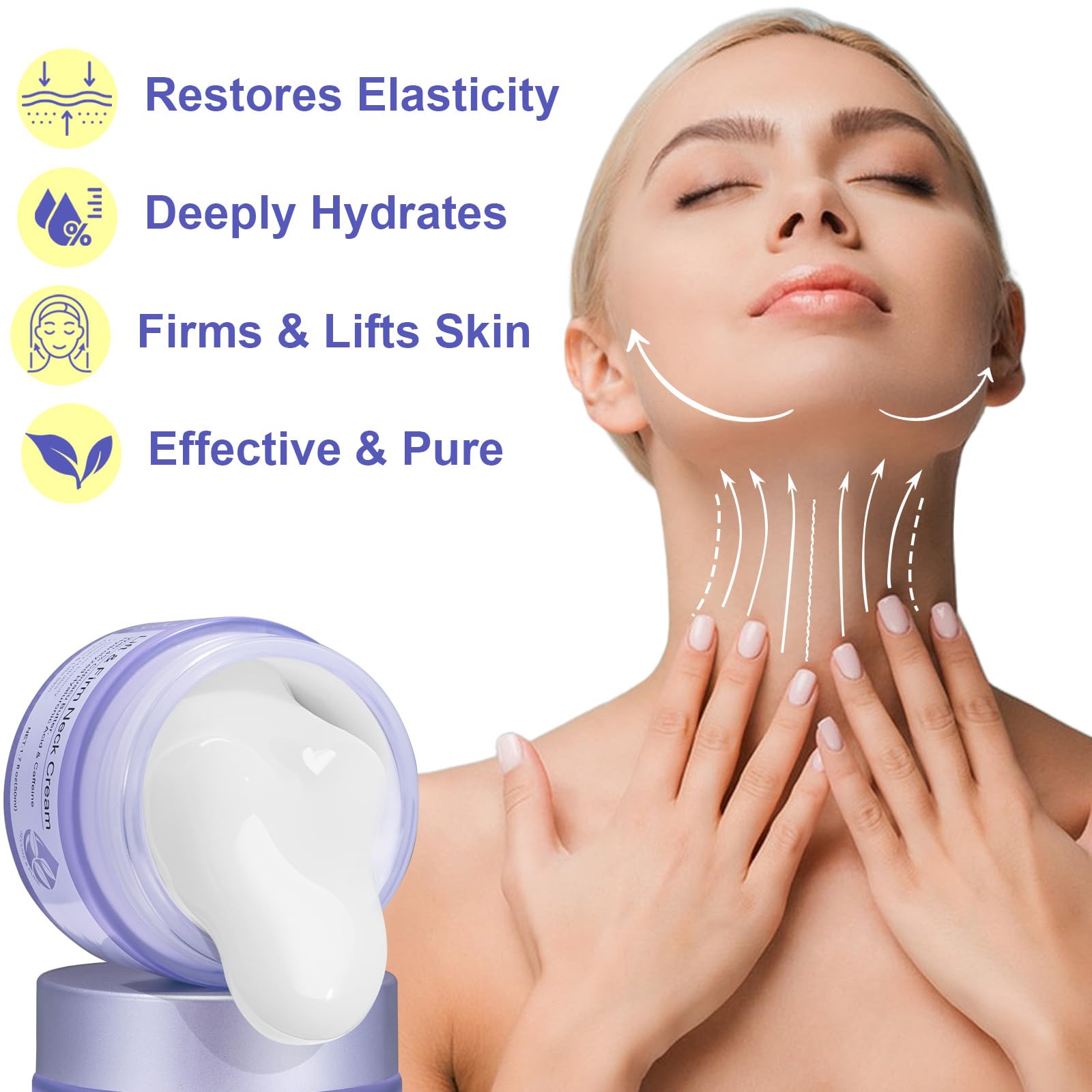 ZIXAOK neck cream shows hyaluronic acid ingredient for deep moisture