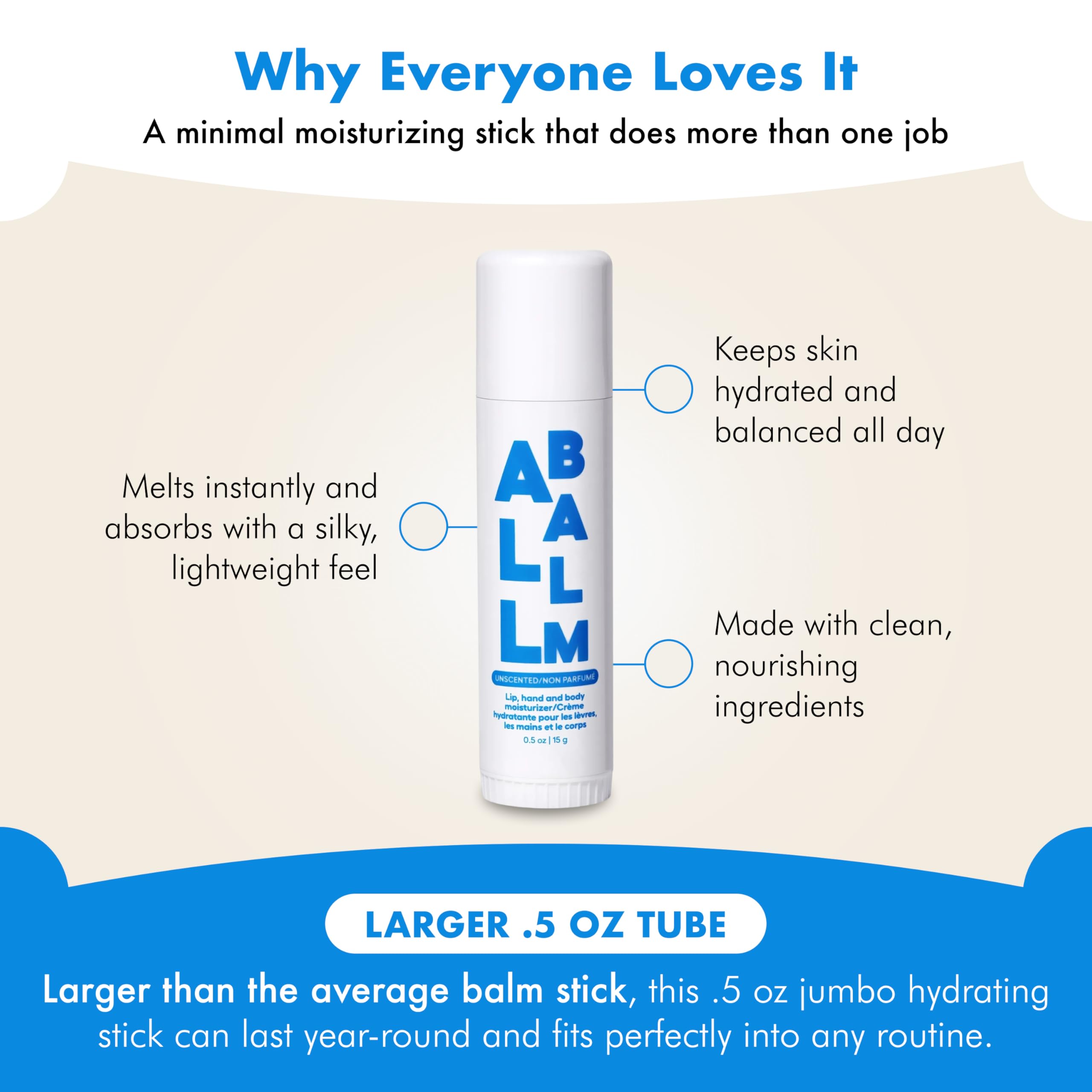 Zizia Botanicals Unscented Multi Balm Stick for body moisture with lightweight glide