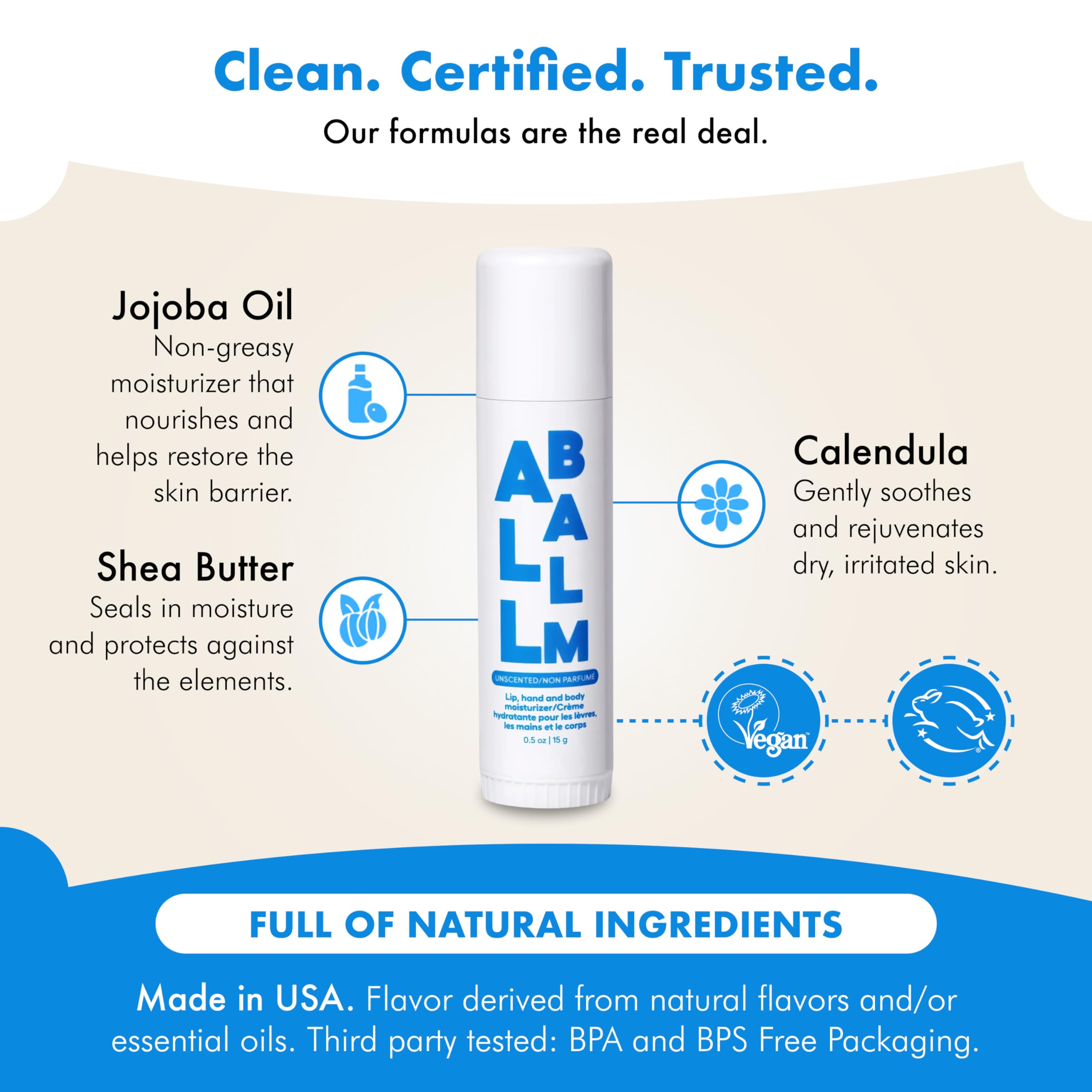 Zizia Botanicals Unscented Multi Balm Stick ingredients include jojoba and shea
