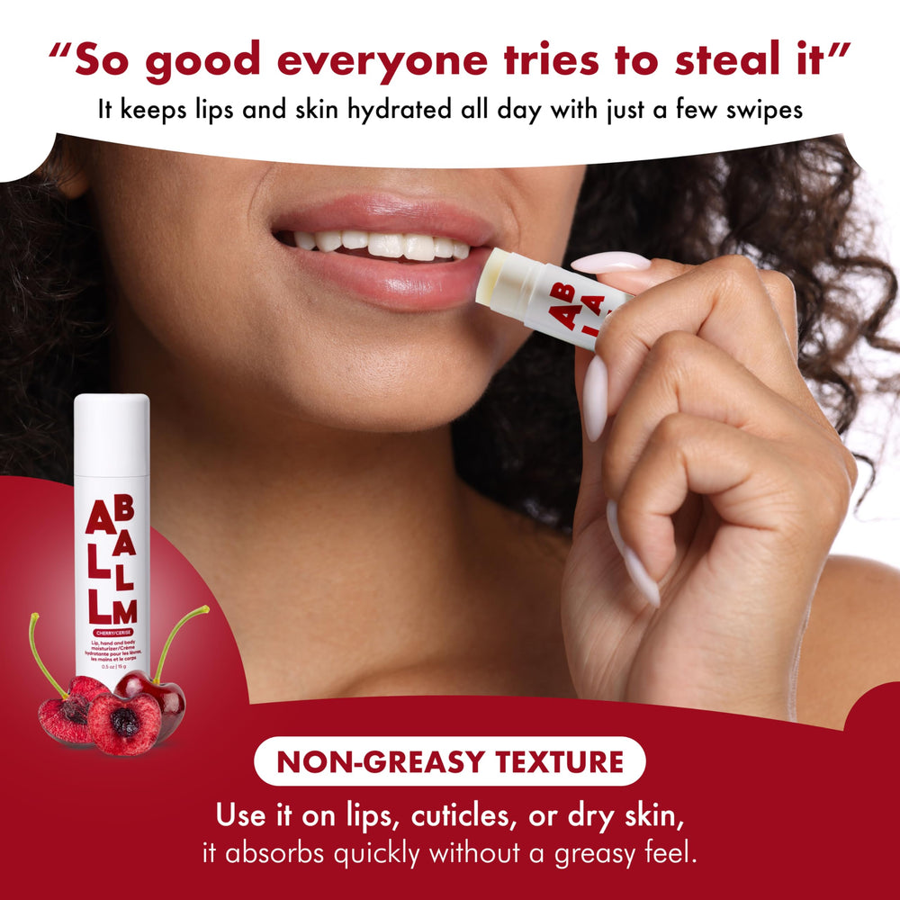 Travel bag scene with Cherry Multi Balm Stick for daily care